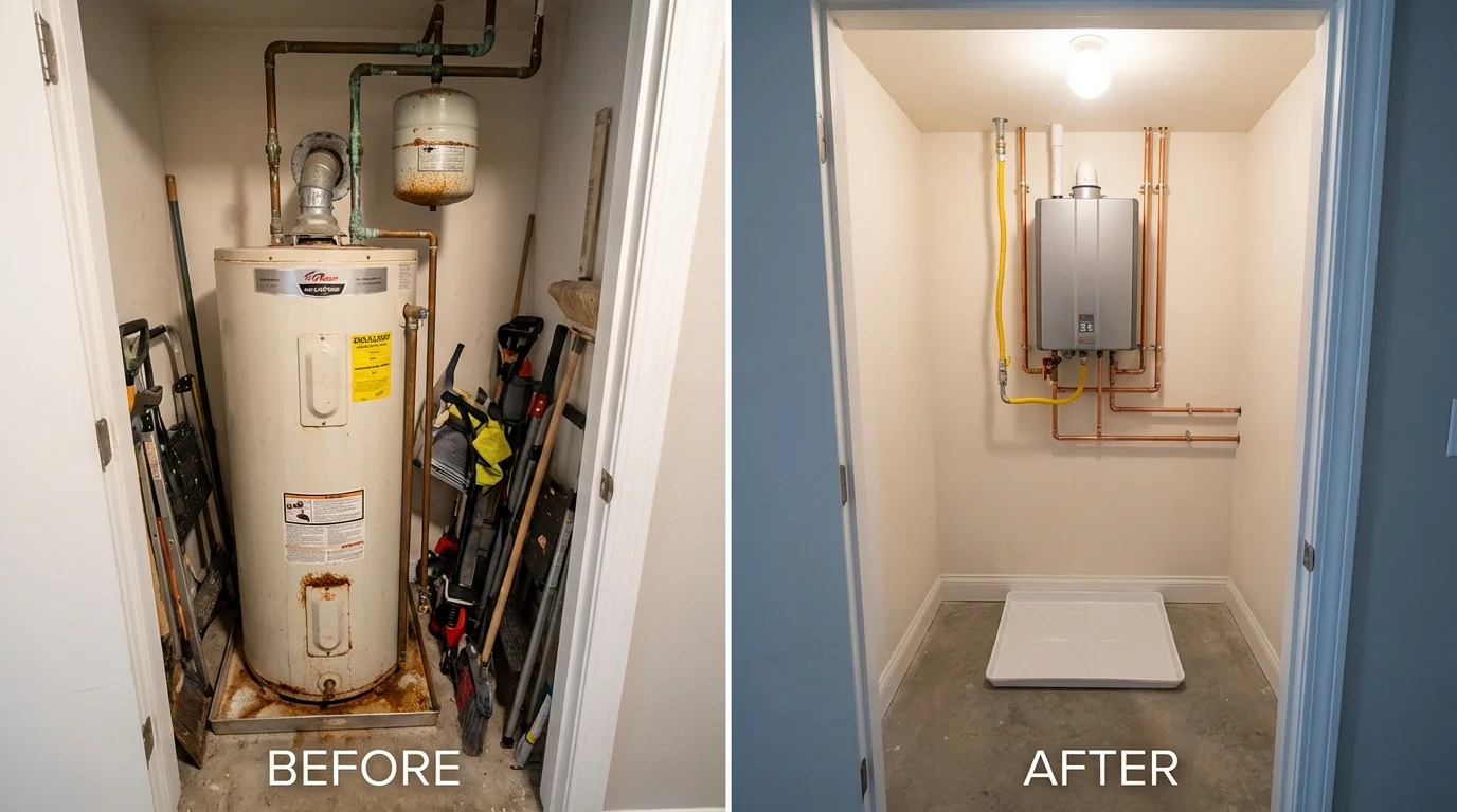 Tank water heater versus wall-mounted tankless unit comparison for Plymouth, MI homeowners